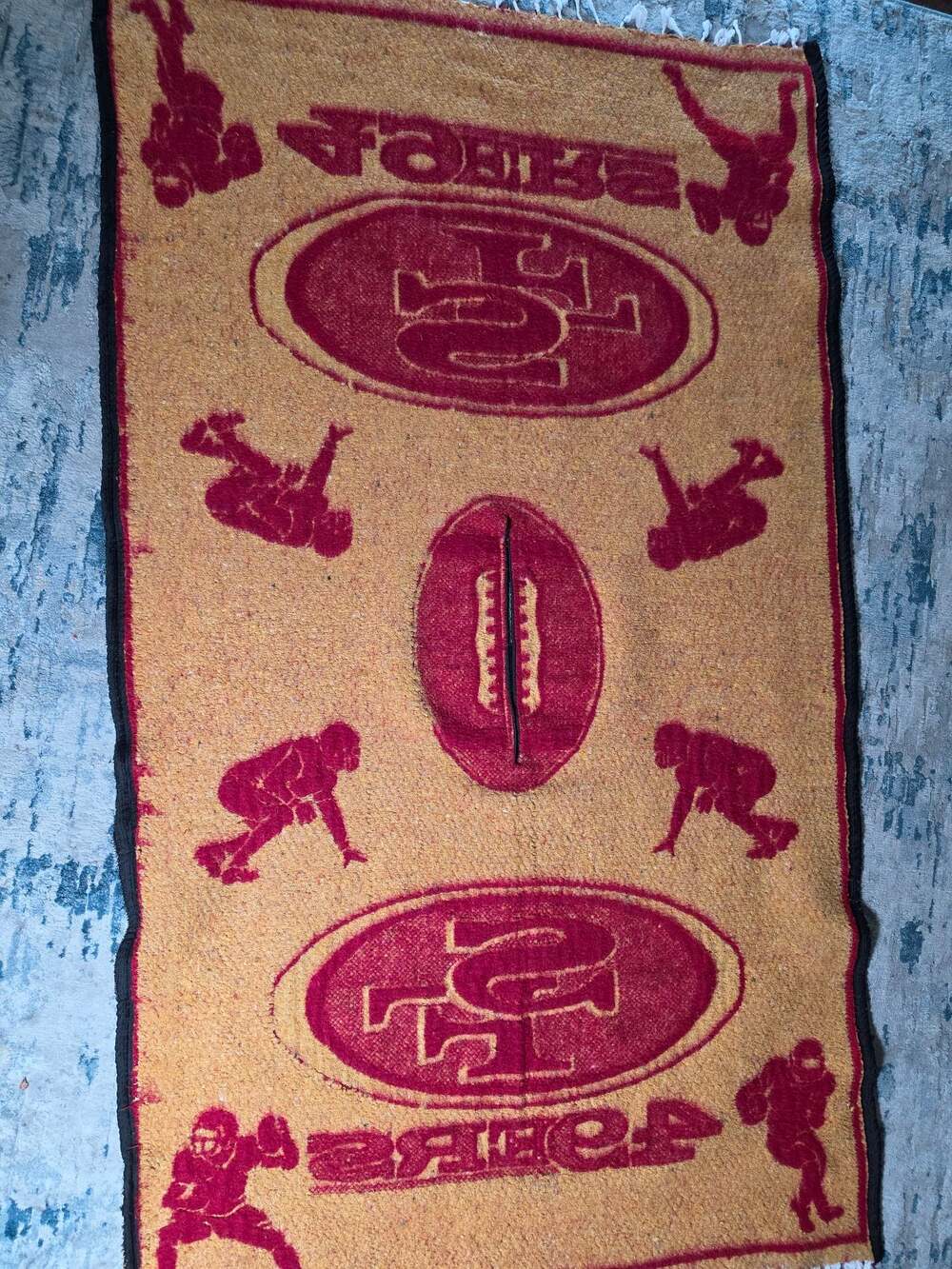Vintage San Francisco 49ers NFL Reversible Biederlack Fleece Throw poncho